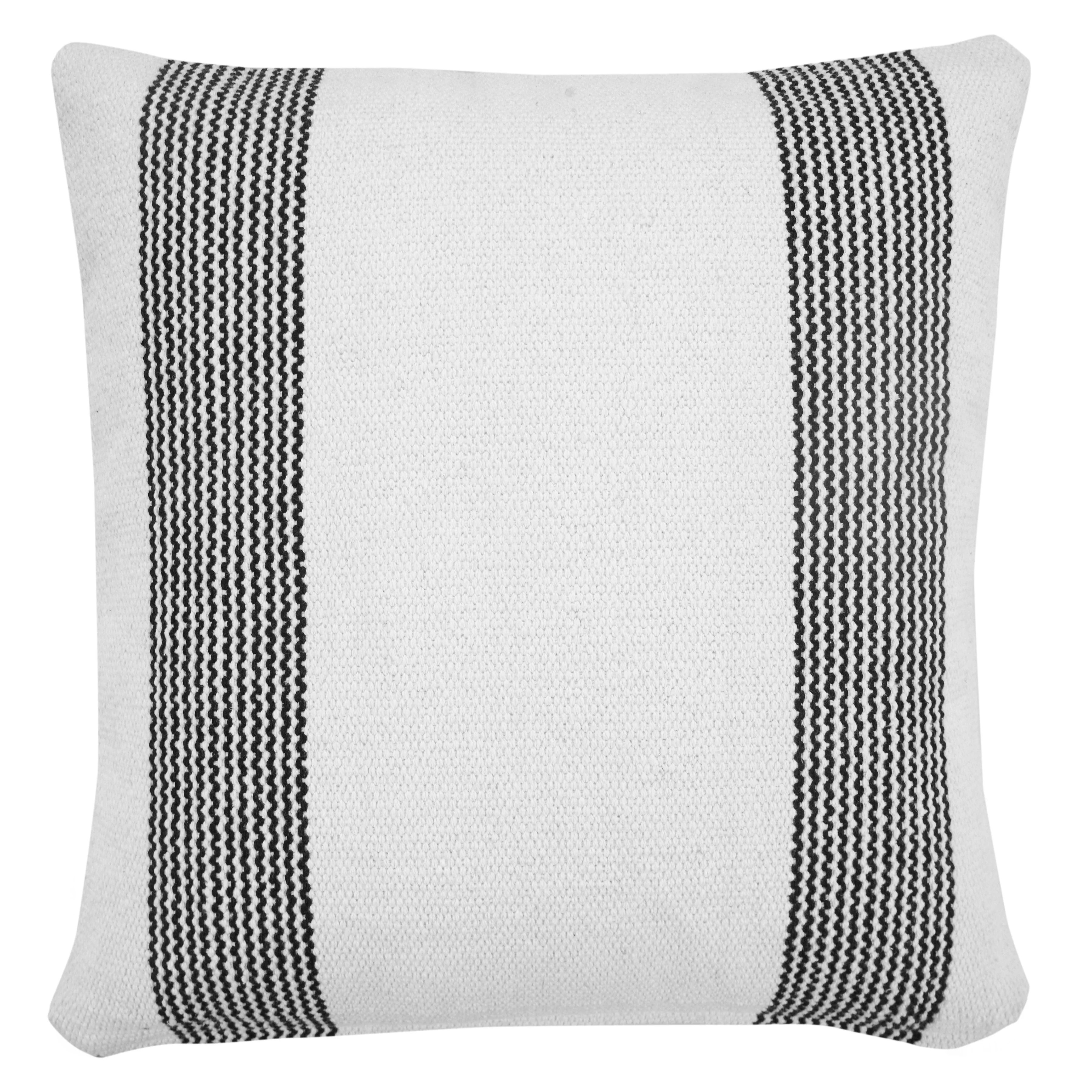 Ox Bay 20" x 20" Hand-Woven Black/ White Stripe Organic Cotton Pillow Cover | Walmart (US)