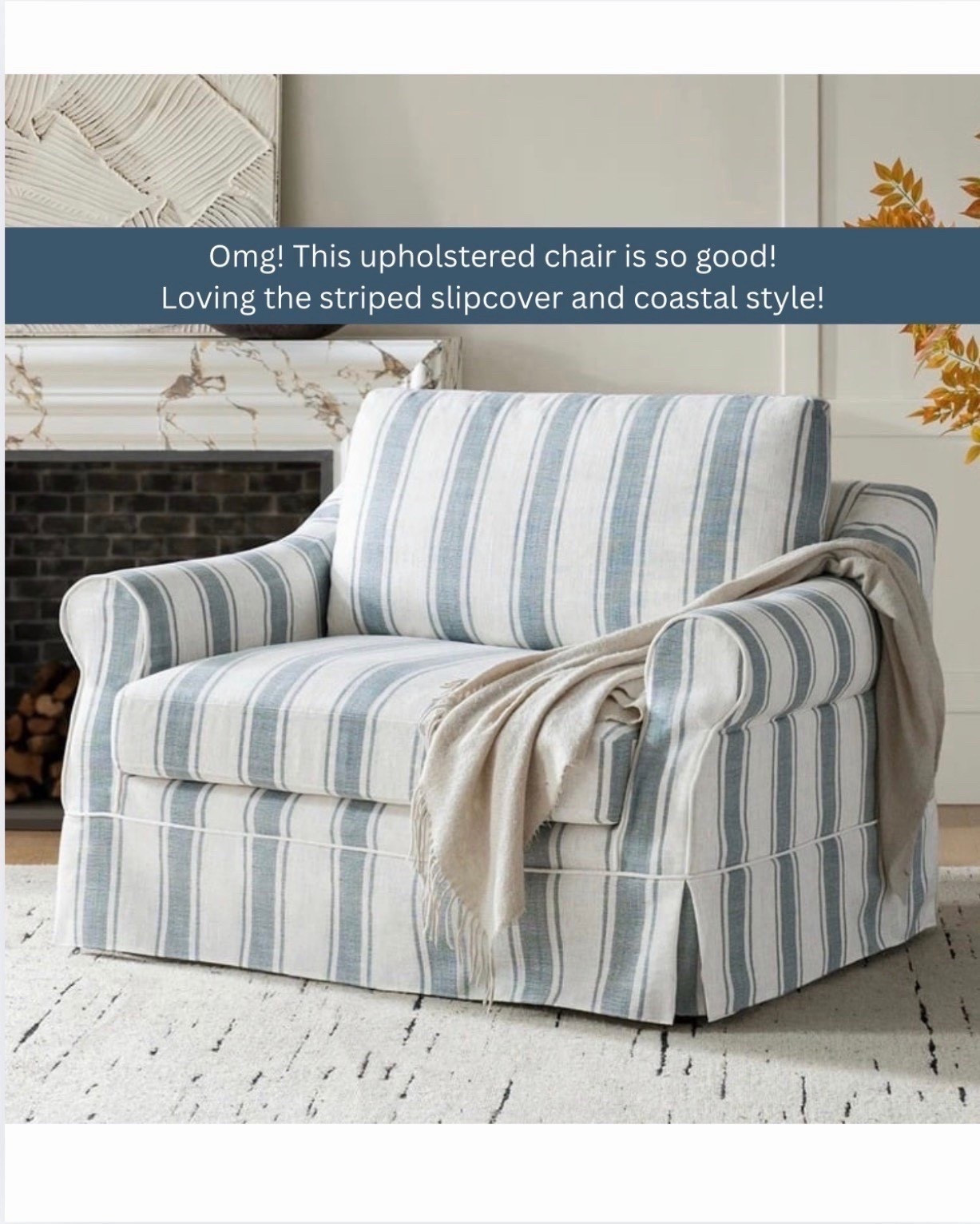 Say hello to your new favorite reading chair 🤍 This oversized blue and white striped upholstered armchair is such a stunning coastal statement piece. The classic stripe pattern and the oversized silhouette check every single box. Style it in your living room, your bedroom, or a cozy reading nook and watch it completely transform the space. Linked below! @Wayfair 



#LTKHome #LTKSaleAlert #LTKU