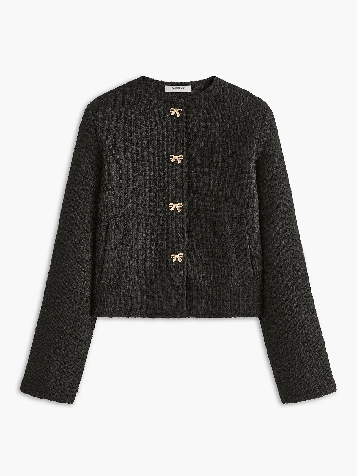 Golden Bow Tweed Blazer | Commense