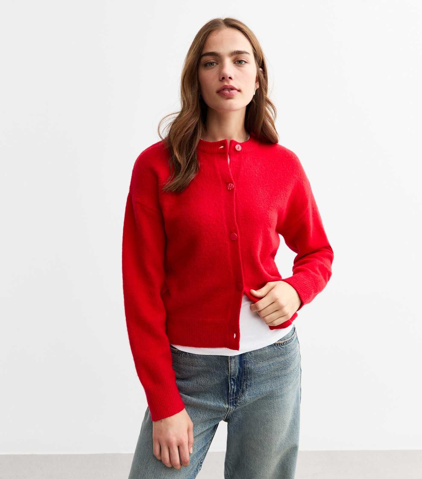 Red Soft Knit Crew Neck Cardigan
						
						Add to Saved Items
						Remove from Saved Items | New Look (UK)