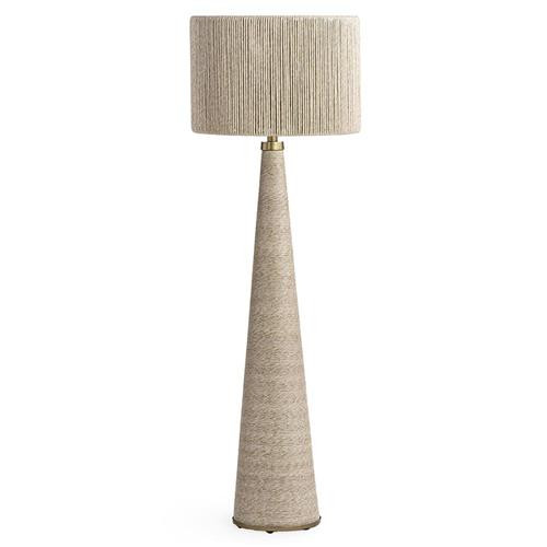 Palecek Portland Coastal Beach Beige Wrapped Brass Metal Outdoor Floor Lamp | Kathy Kuo Home