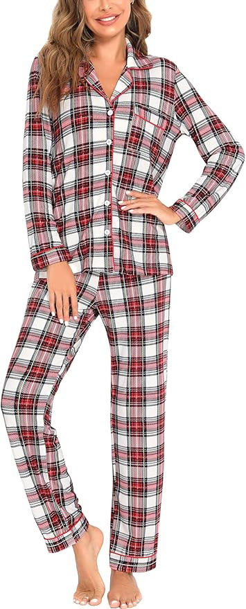 Samring Pajamas Women's Long Sleeve Sleepwear Button Down Pj Sets Soft Loungewear Pajama Set for ... | Amazon (US)