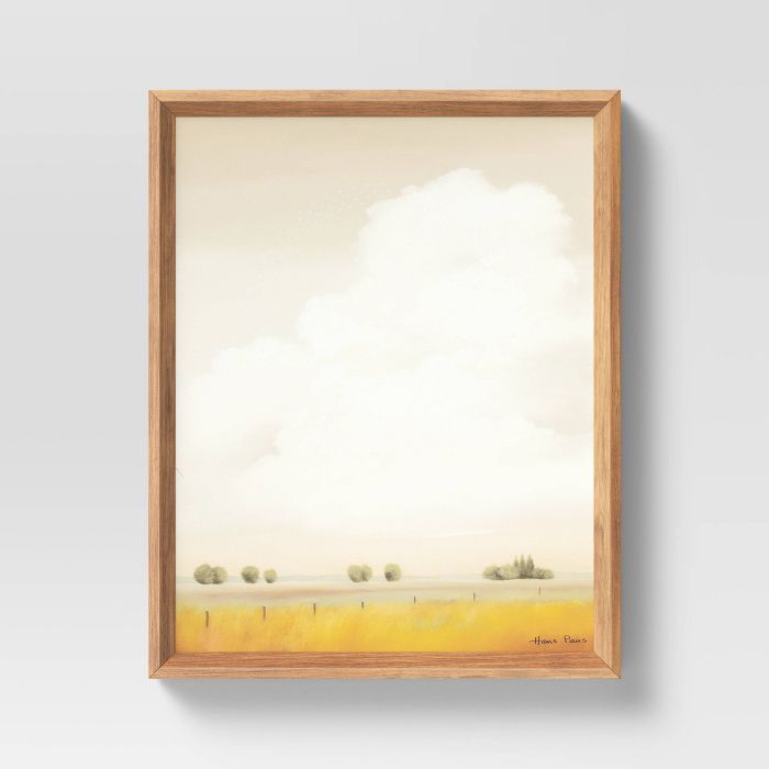 16&#34; x 20&#34; Meadow with Fence Post Framed Wall Art Yellow - Threshold&#8482; | Target