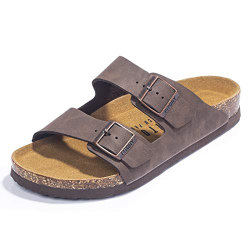 FITORY Mens Sandals, Arch Support Slides with Adjustable Buckle Straps and Cork Footbed Brown Size 10 | Amazon (US)