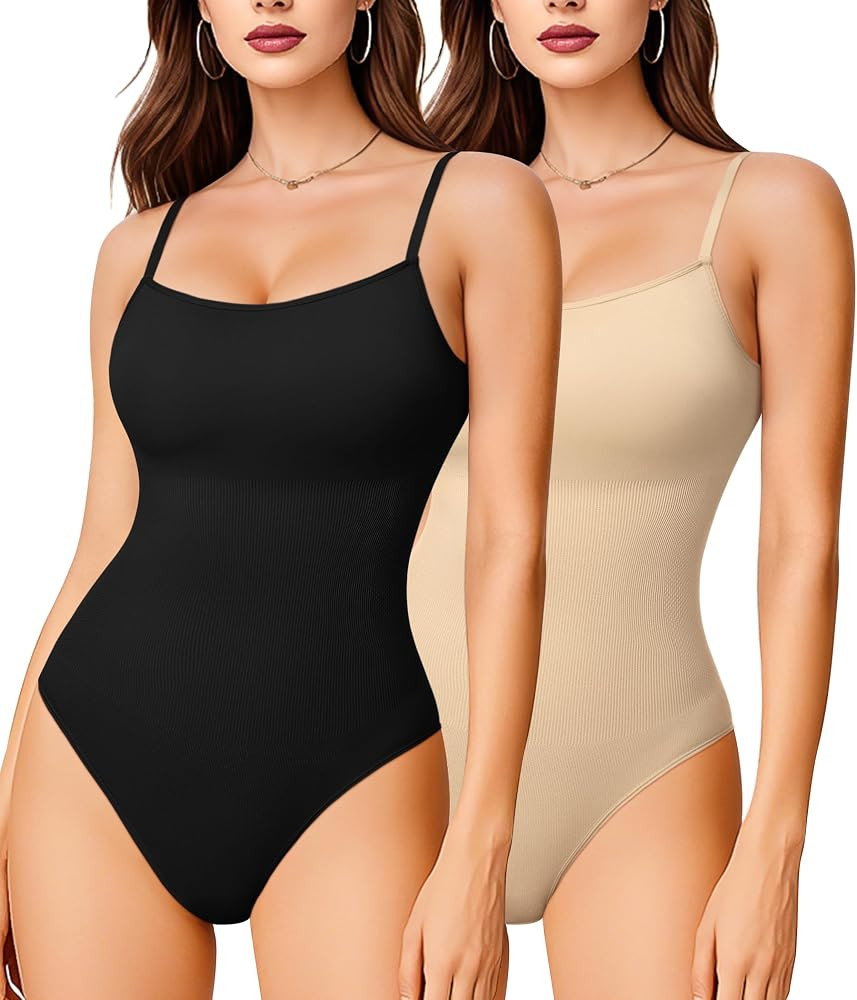 Irisnaya 2-Pack Shapewear Bodysuits for Women Tummy Control - Square Neck Body Suit Cami Body Sha... | Amazon (US)