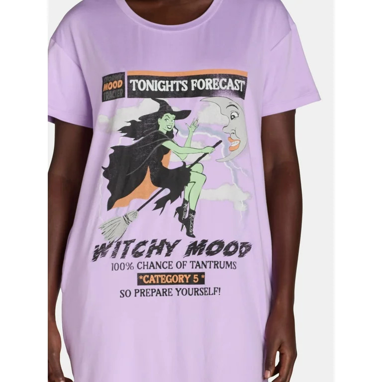 Women's Halloween Mood Sleepshirt Top by Way to Celebrate - Walmart.com | Walmart (US)
