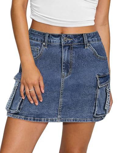 Luvamia Denim Skirts for Women - Blue Cargo Skirts - Casual Size 4 & 6 | Amazon (US)