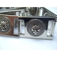 Sleek Silver Metal Feline Medallion Mesh Link Belt C 1990S | Etsy (US)