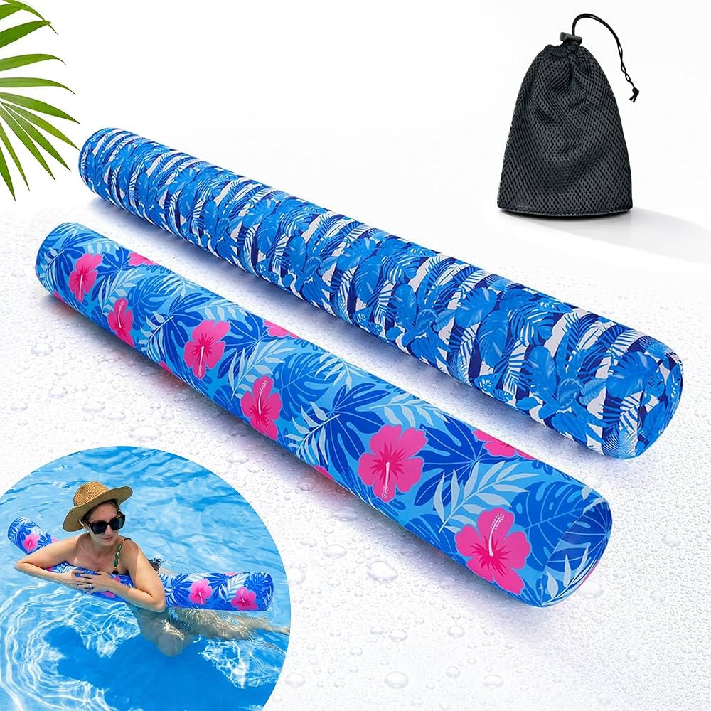 Inflatable Swimming Pool Noodle, 2 Pack Soft Fabric Quick Drying Covered Large Pool Floats Noodle... | Amazon (US)