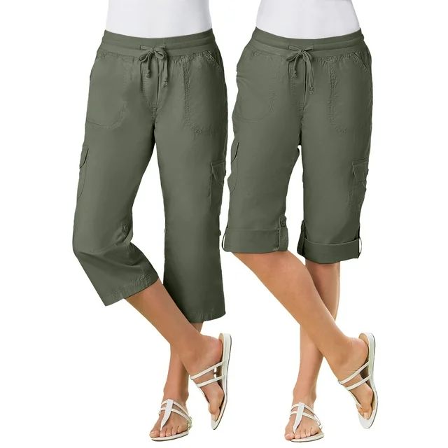 Woman Within Women's Plus Size Convertible Length Cargo Capri Pant Pant | Walmart (US)