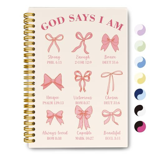 THDSE Bible Journal for Women, Christian Prayer Journal Pink Notebook Gifts for Teen Girls Kids, Bible Study Supplies, Coquette Preppy Bows Cute Church Faith Journaling Hardcover Spiral Notebook 5.5 X 8.3 | Amazon (US)
