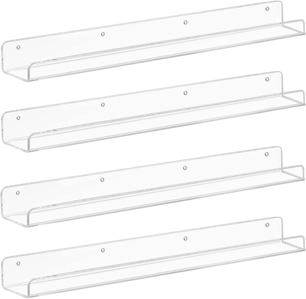 Weiai Clear Acrylic Floating Shelves 24 inches, Wall Bookshelf for Kids, Transparent Book Shelf L... | Amazon (US)