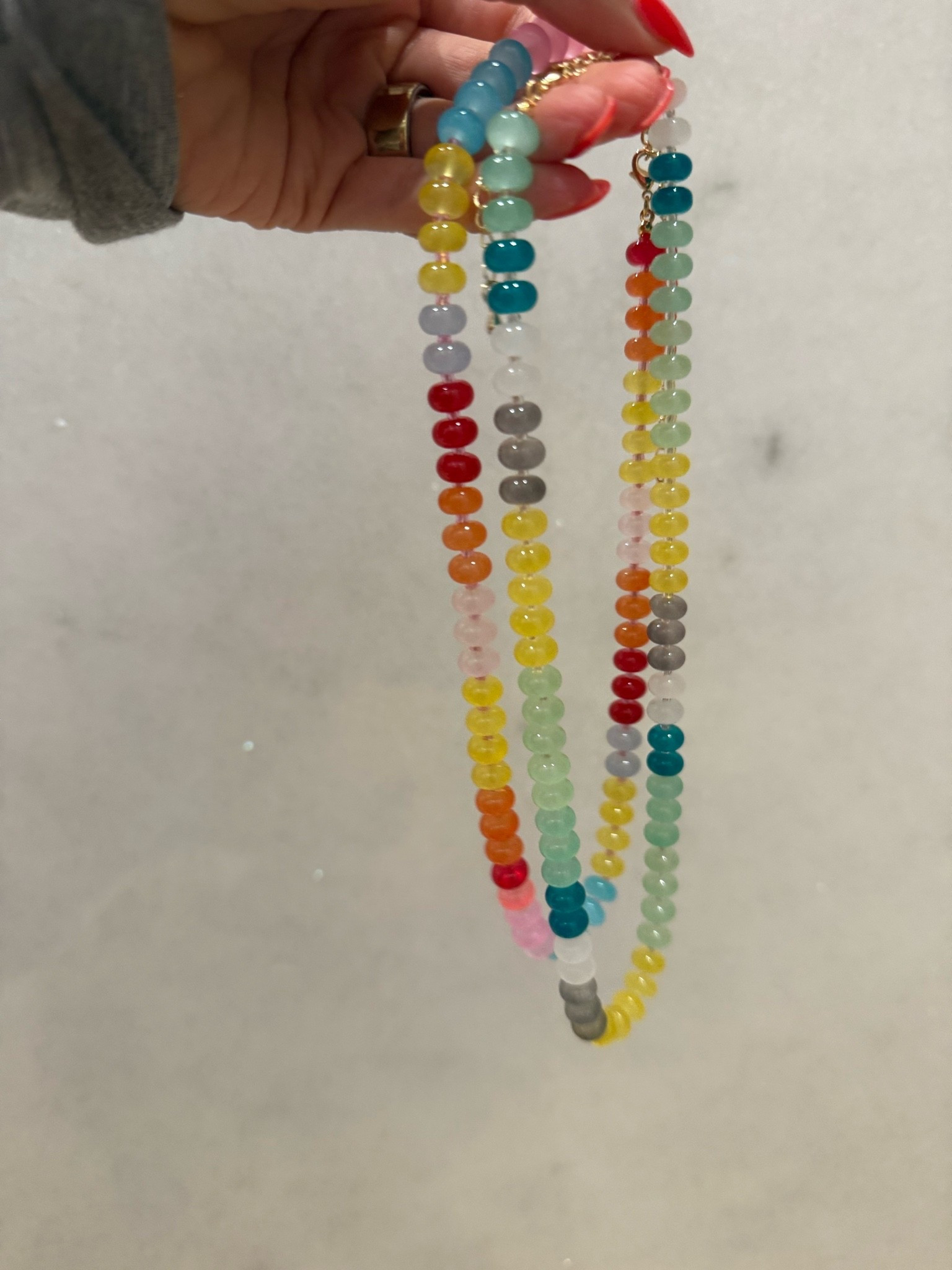 These beaded necklaces are so fun and trending. I love these stacked with other necklaces

#LTKootd