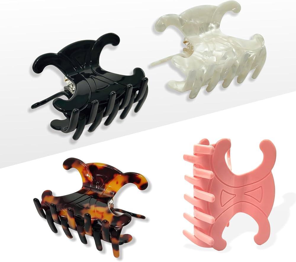 Acetate Hair Claw Clips 4-Pack - Medium-Sized Butterfly Clips with Secure Hold for Updos, Premium... | Amazon (US)
