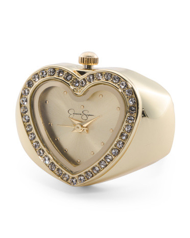 Women's Gold Tone Stainless Steel Stretch Fit Heart Ring Watch | Marshalls