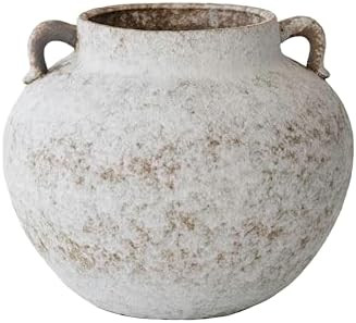 Rustic White Two-Ear Ceramic Vase with Hand-Glazed, Textured Pottery Vase with Two Ears for Cente... | Amazon (US)