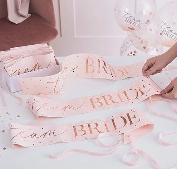 Team Bride Hen Party Sash Bachelorette Sash Pink and Rose - Etsy | Etsy (US)