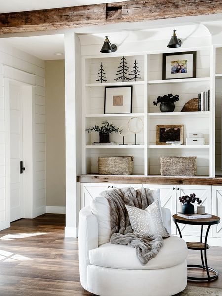 Shelf styling | living room | swivel Chair | Pottery Barn 

#LTKfindsunder100 #LTKsalealert #LTKhome