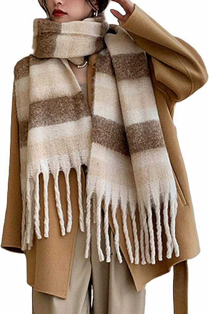 Wander Agio Winter Women Warm Scarf Long Shawl Large Scarves Cold Weather Thicker Blanket Wrap Co... | Amazon (US)