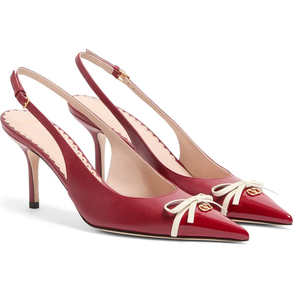 Valentino Garavani Bepointy Pointed Toe Slingback Pump in Red/Ivory at Nordstrom, Size 8Us | Nordstrom