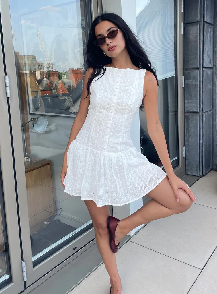 Sweeter Places Embroidered Mini Dress White | Princess Polly US