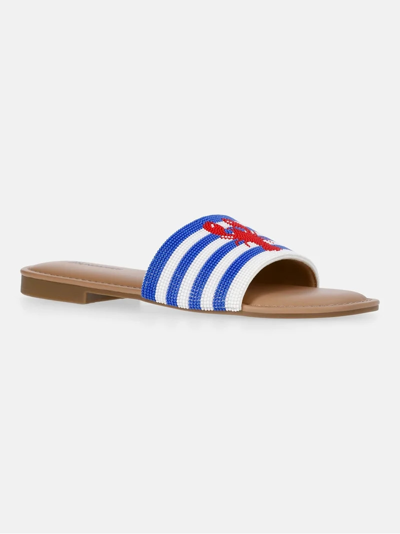 No Boundaries Women's Beaded Slide Sandals | Walmart (US)