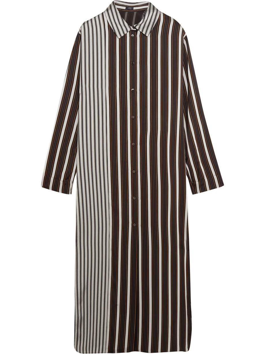Joseph Hetty Striped Satin Shirt Dress, Black/Gray, Women's - Striped, Size: 36 | NET-A-PORTER (US)