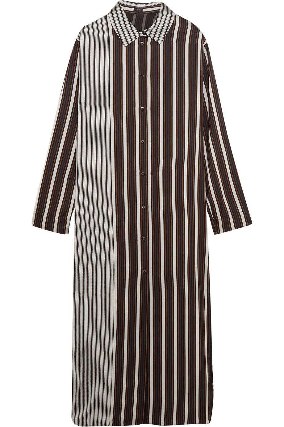 Joseph Hetty Striped Satin Shirt Dress, Black/Gray, Women's - Striped, Size: 36 | NET-A-PORTER (US)