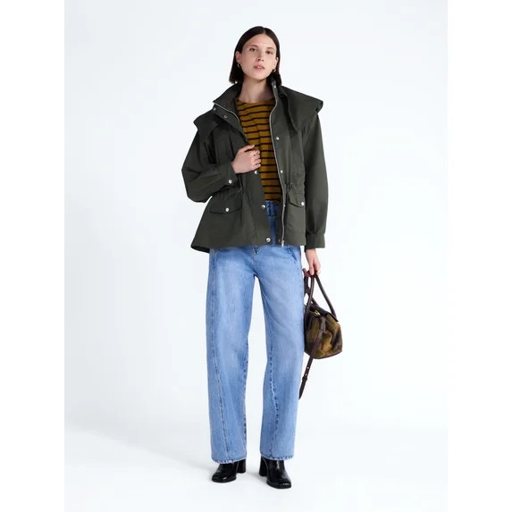 Free Assembly Women's and Women's Plus Cinched Utility Jacket with Hood, Sizes XS-4X | Walmart (US)