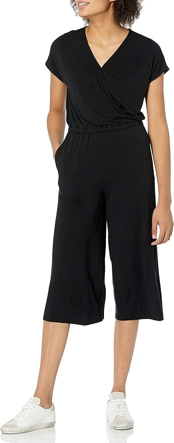 Amazon Essentials Womens Short-Sleeve Surplice Cropped Wide-Leg JumpsuitJumpsuit | Amazon (CA)