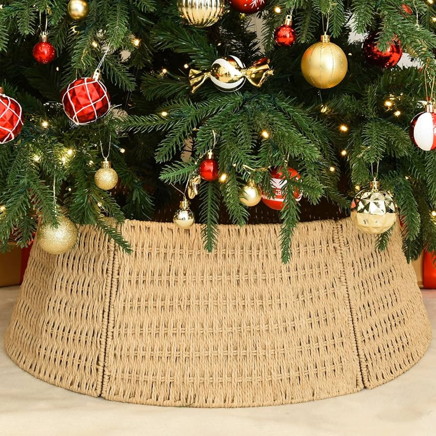 YoleShy Christmas Tree Collar Rustic Natural Christmas Tree Base Cover 28" Handcrafted Woven Chri... | Amazon (US)