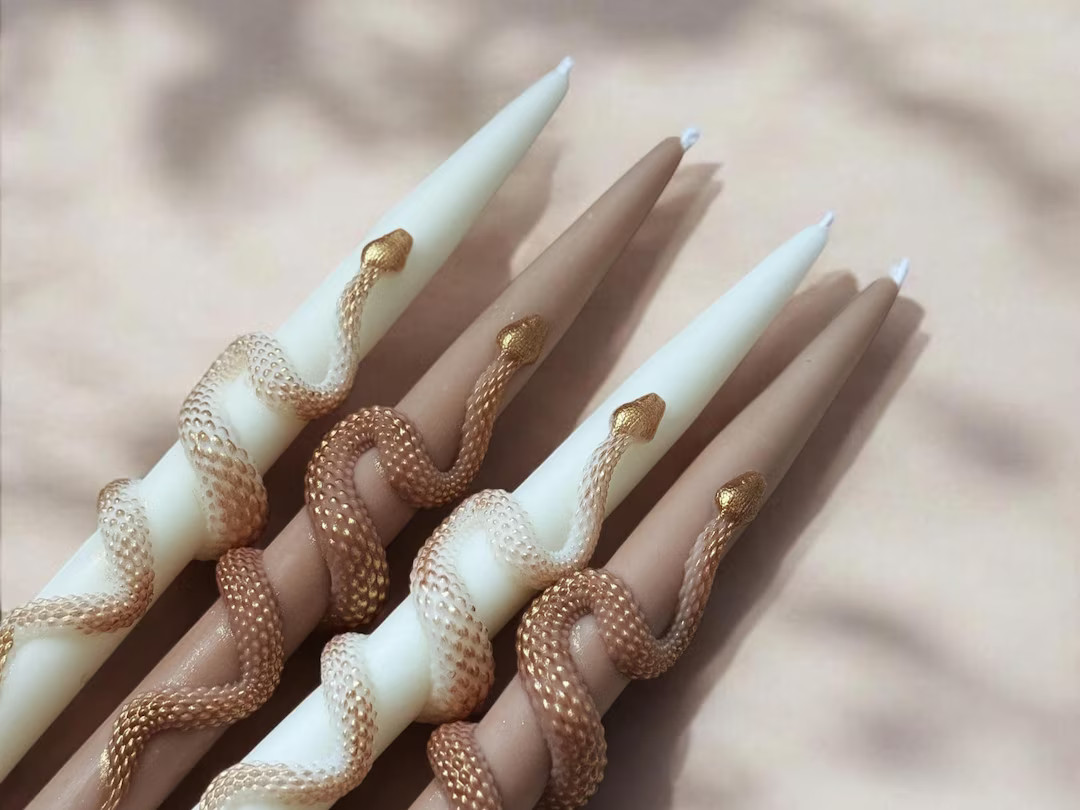 Set of 2 Snake Taper Candles | Best Gift for Her | Dark Academia Decor | Best Friend Gift | Gothi... | Etsy (US)
