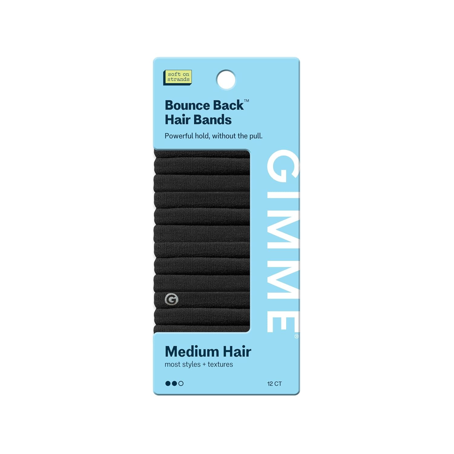 Gimme Beauty Medium Hold Hair Ties, Black, 12 Pack | Amazon (US)