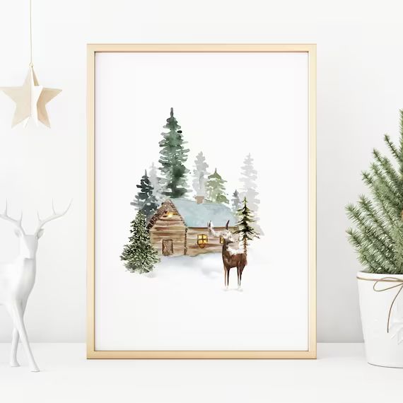 Winter Wonderland Print, Holiday Wall Art, Christmas Printable, Winter Forest Print, Watercolor C... | Etsy (CAD)