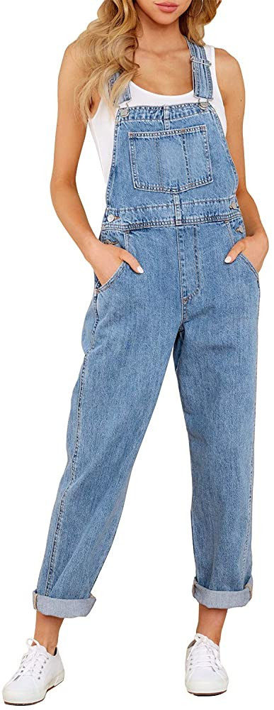 luvamia Women's Casual Stretch Adjustable Denim Bib Overalls Jeans Pants Jumpsuits | Amazon (US)