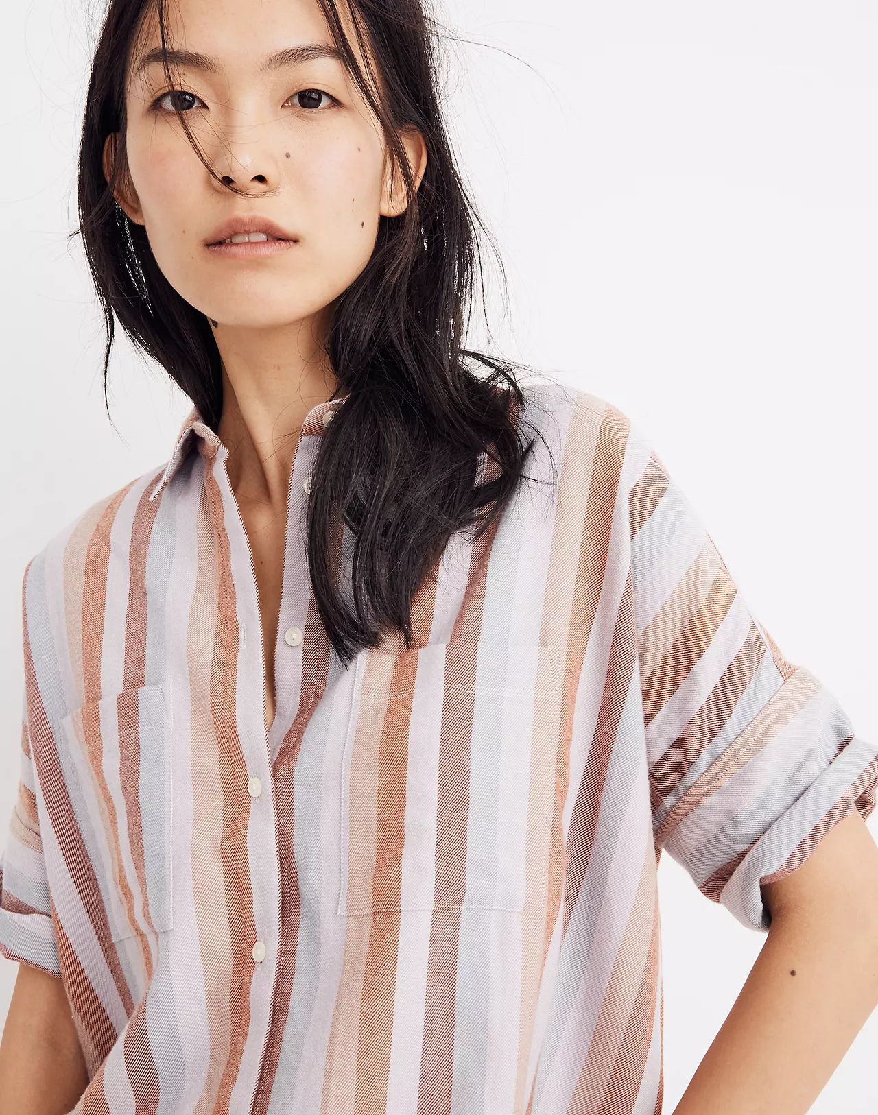 Flannel Courier Shirt in Sunrise Stripe | Madewell