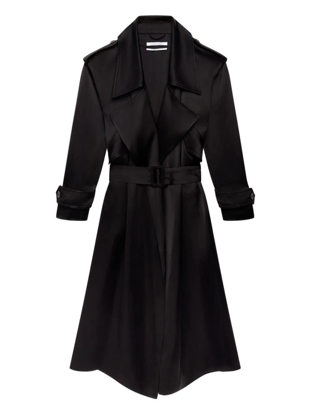 Another Tomorrow satin-finish Trench Coat  | Black | FARFETCH | Farfetch Global