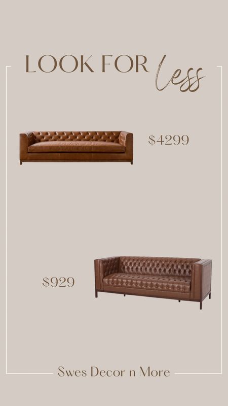 Look for Less…tufted brown leather couch. 

#leather #brownleather #couch #sofa #tufted #lookforless

#LTKhome #LTKSeasonal