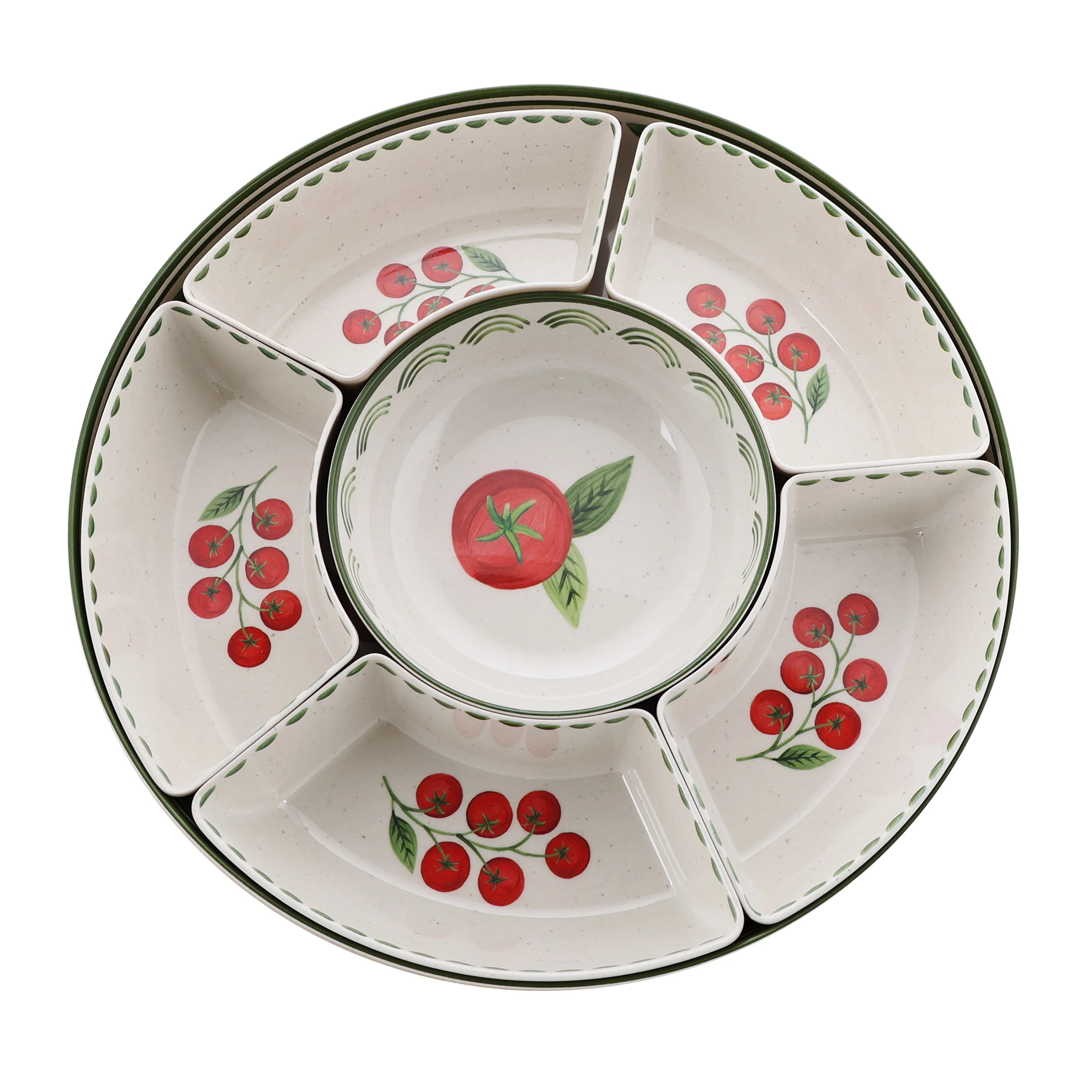 Better Homes and Gardens Bamboo Melamine Chip and Dip Set with Tomato Design | Walmart (US)