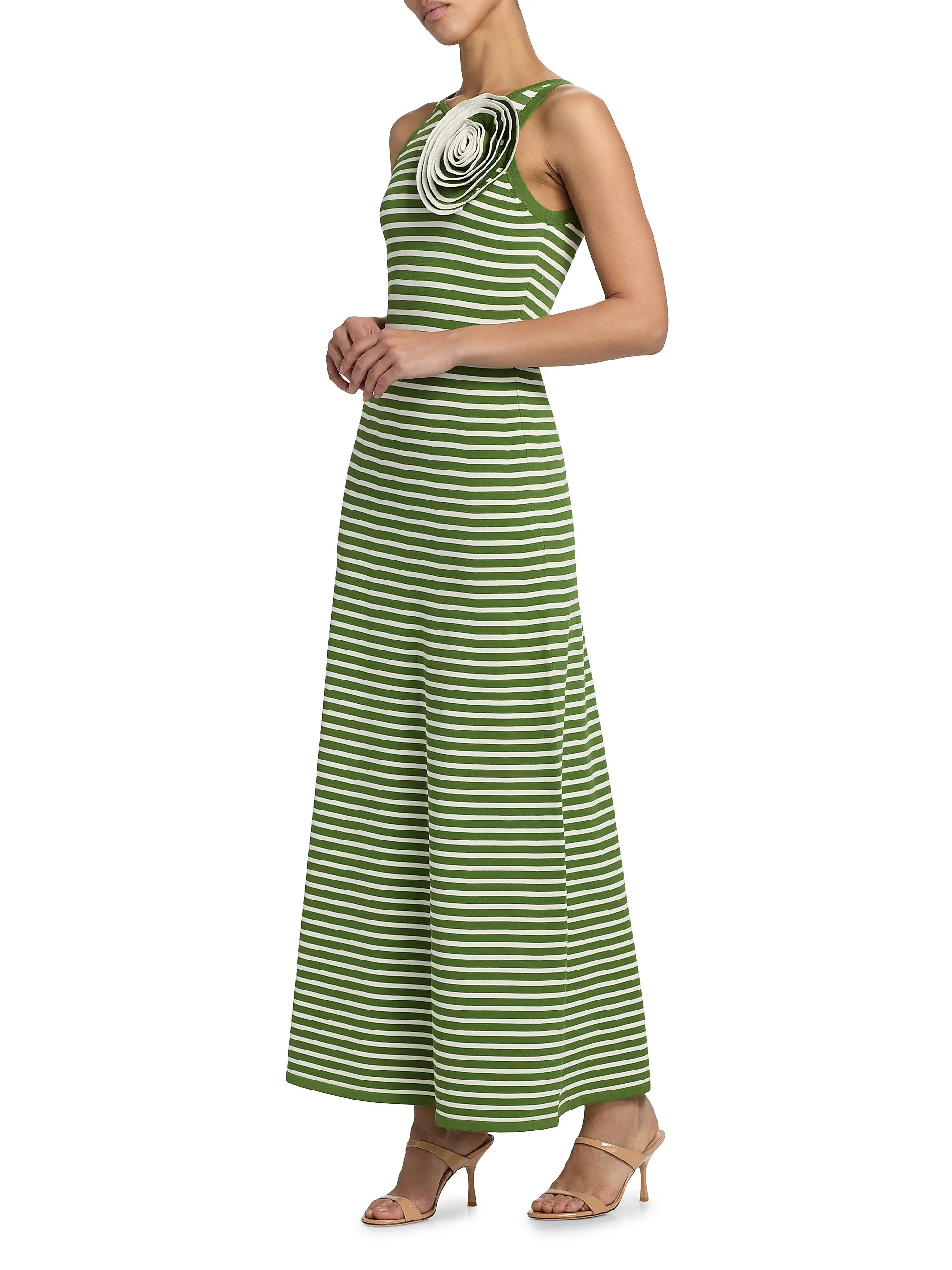 Rosette Striped Sleeveless Maxi Dress | Saks Fifth Avenue