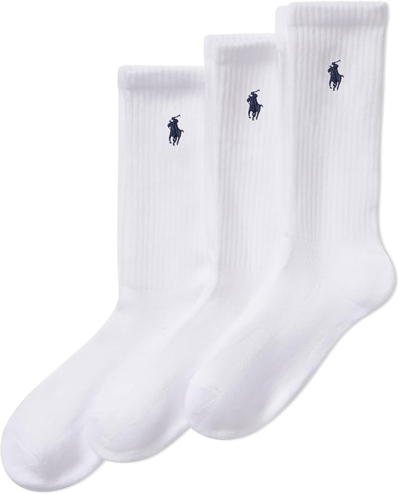 POLO RALPH LAUREN Women's Cushioned Cotton Sport Crew Socks - 3 Pair Pack - Athletic Half Cushion... | Amazon (US)