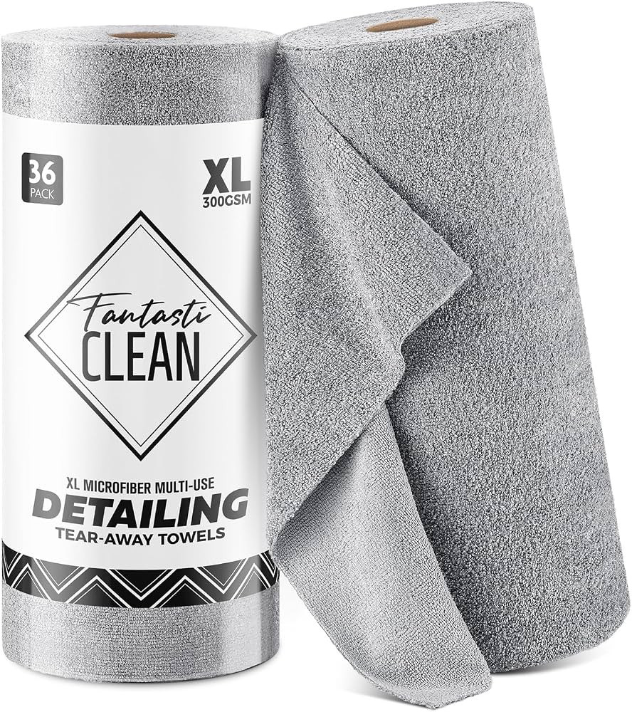 Fantasticlean Thick & Large Microfiber Cleaning Cloth Roll, 16'' by 16''- 36 Sheets, Premium Deta... | Amazon (US)