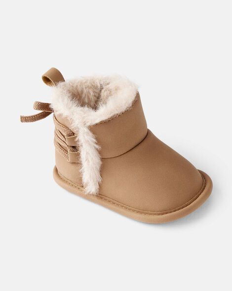 Baby Girl Bow Faux Fur Boots - Brown | Carter's Inc