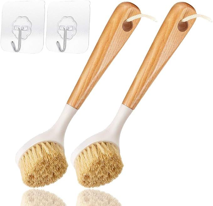 Kitchen Dish Brush Bamboo Handle Dish Scrubber, Scrub Brush for Pans, Pots, Kitchen Sink Cleaning... | Amazon (CA)