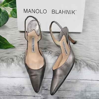 MANOLO BLAHNIK Vintage Carolyne Slingback Pump In Pewter Women’s 39 US Size 9  | eBay | eBay US