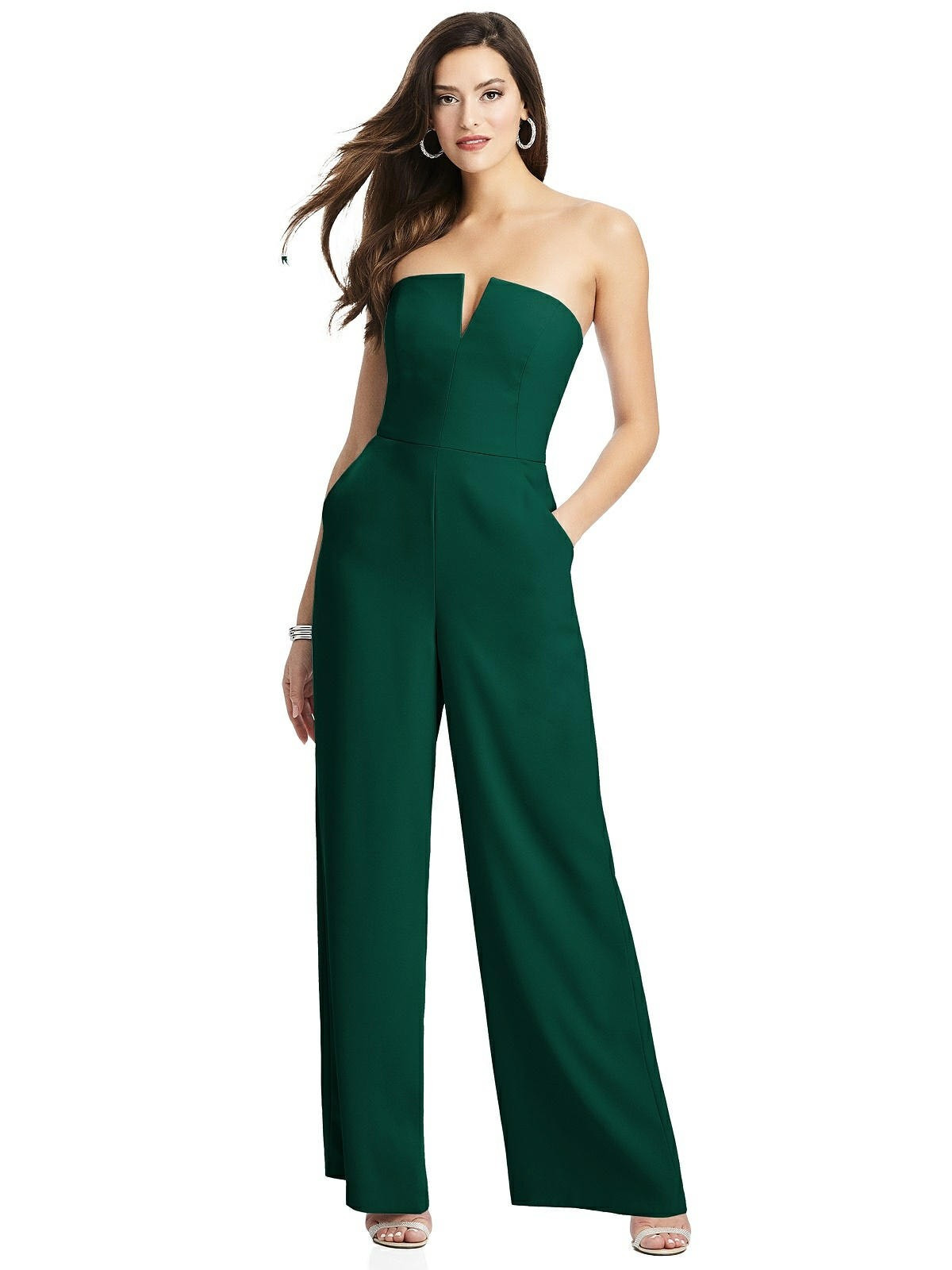 Strapless Notch Crepe Jumpsuit with Pockets | Verishop