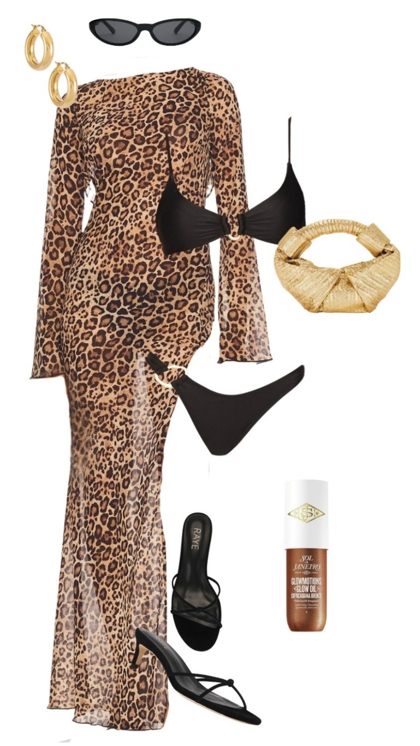 Chic Resort Wear Cheetah Print Outfit 