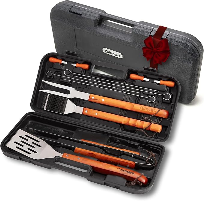 Cuisinart 13-Piece Wooden Handle Grill Tools Set, Grill Utensils Set BBQ Accessories, Durable Sta... | Amazon (US)
