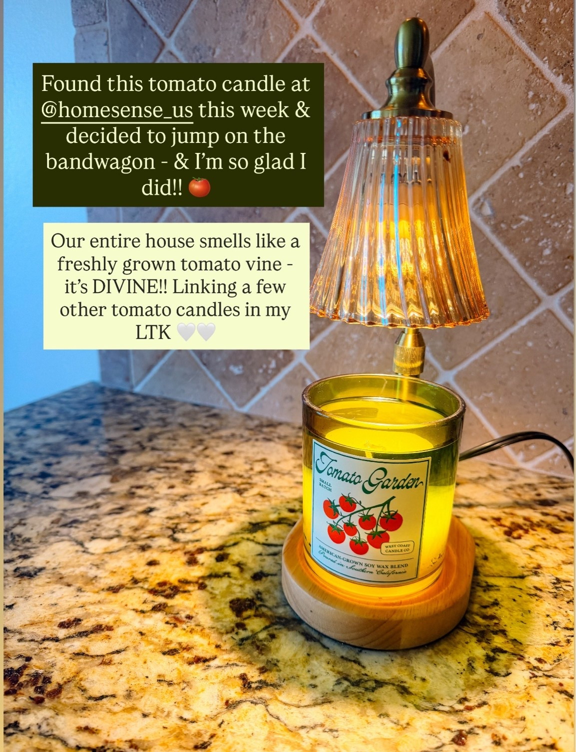 Jumped on the tomato candle train! 🍅🌱 we are LOVING how this smells in our home - it’s fresh, clean, and smells like we have a fresh tomato vine growing in our kitchen!!

#LTKHome