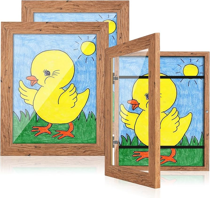 [3-Pack] Kids Art Frames, 8.5x11 Front Opening Kids Artwork Frames Changeable, Dark Woodgrain Art... | Amazon (US)